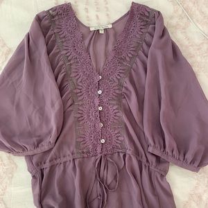 Anthropologie Sheer Purple Blouse Size M